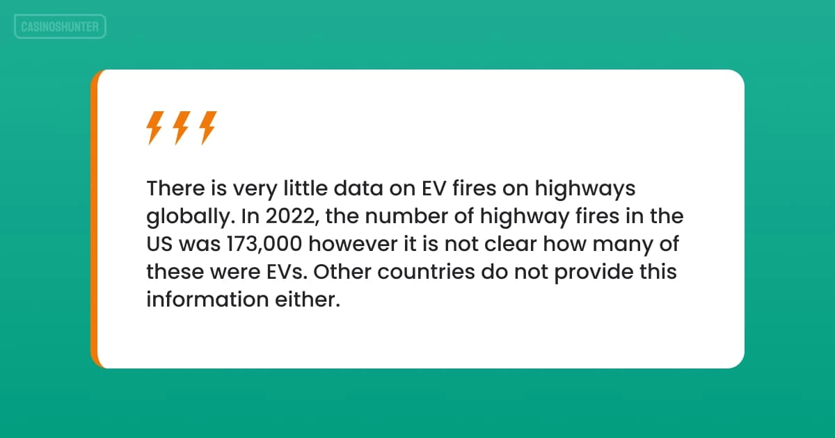 How many electric cars catch fire on highway