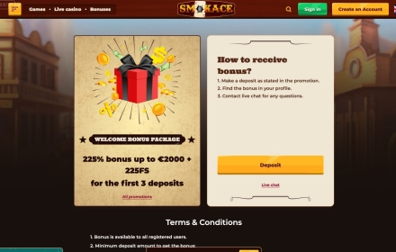 SmokeAce Casino Welcome Bonus