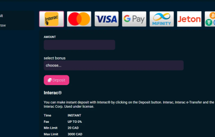 Sweetsino Casino Payment Methods