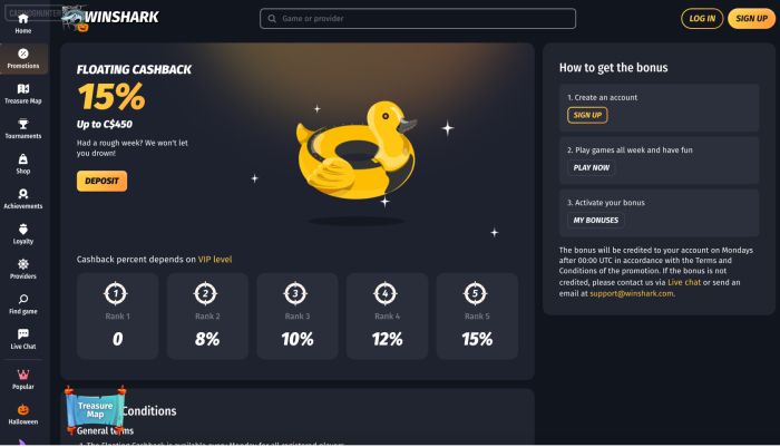 Winshark Casino Cashback