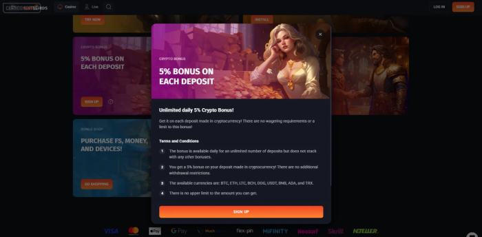 SlotLords Casino 5% Crypto Bonus