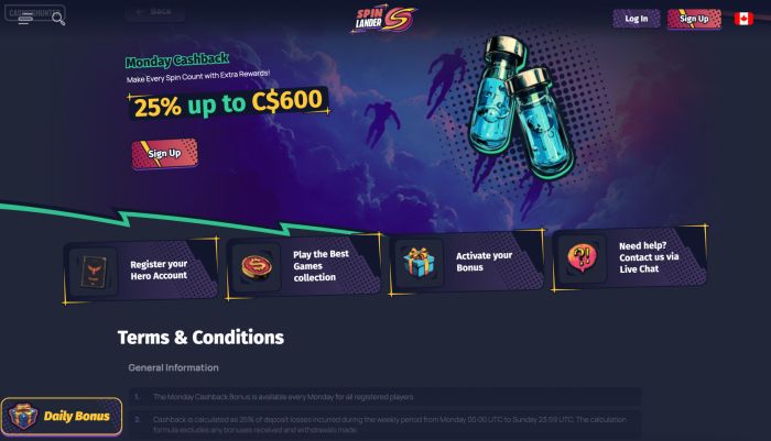Spin Lander Casino Cashback