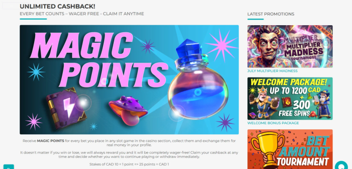 Merlin Casino Unlimited Cashback