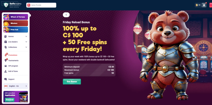 Safe Casino Friday Reload Bonus