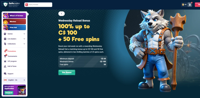 Safe Casino Wednesday Reload Bonus