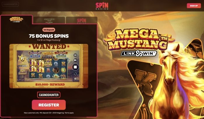 Spin Casino & CasinosHunter Exclusive - Get 75 Free Spins for C$1