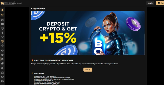 Fairspin Casino First Crypto Deposit