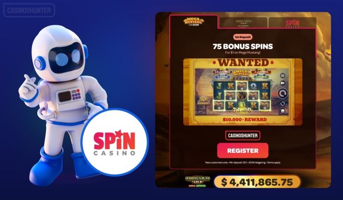 Spin Casino - Get 75 Free Spins for C$1
