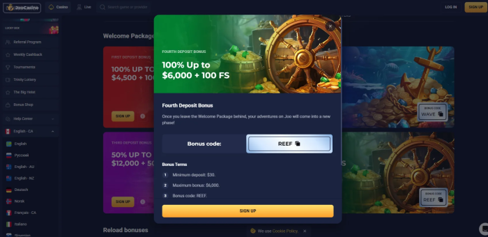 Joo Casino Fourth Deposit Bonus