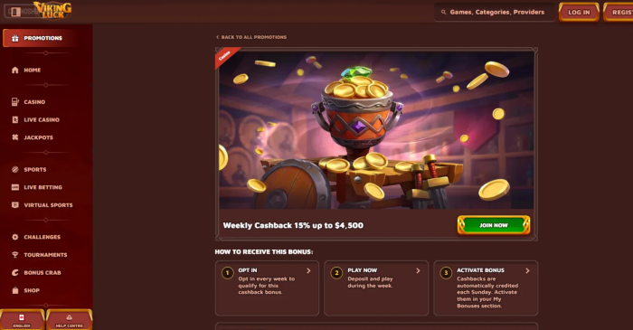 Viking Luck Casino Weekly Cashback