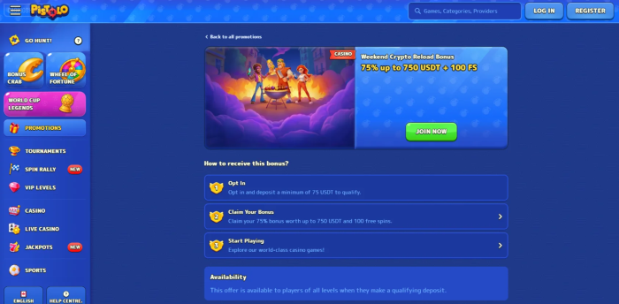 Pistolo Casino Weekend Crypto Reload Bonus