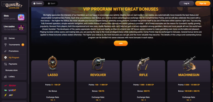 GunsBet Casino VIP Program