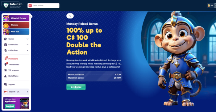 Safe Casino Monday Reload Bonus