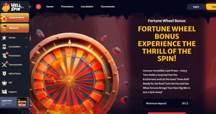 HellSpin Casino Fortune Wheel Bonus