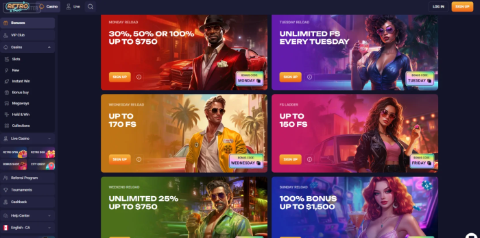 Retrobet Reload Bonuses