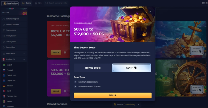 Joo Casino Third Deposit Bonus
