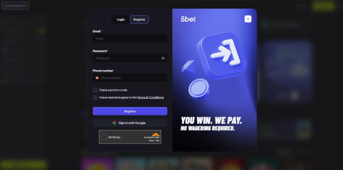 5Bet Casino Sign Up