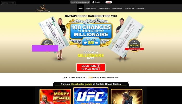 Captain Cooks sign up bonus
