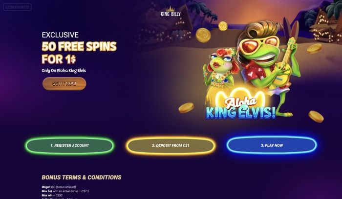 50 tours gratuits au King Billy Casino