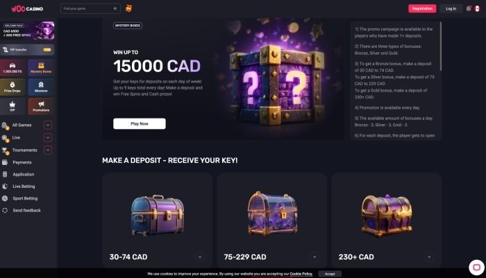Woo Casino Mystery Boxes Free Spins