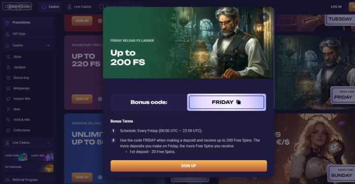 Spirit Casino Friday Reload Free Spins Lader