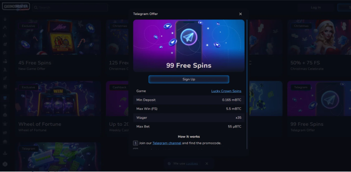 7Bit Casino 99 Free Spins Telegram Offer