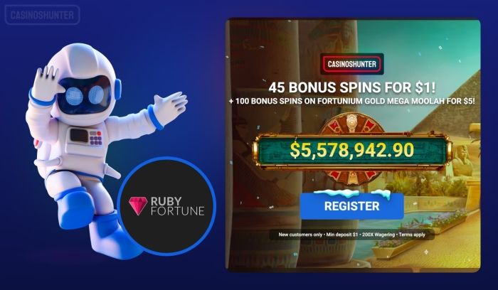 Ruby Fortune - 45 Free Spins for C$1