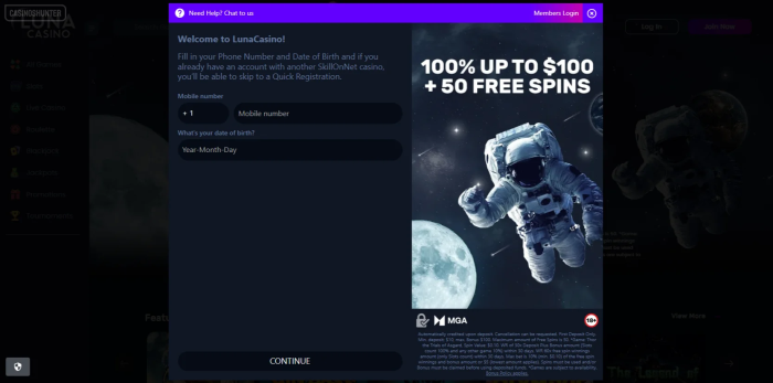 Luna Casino Sign Up