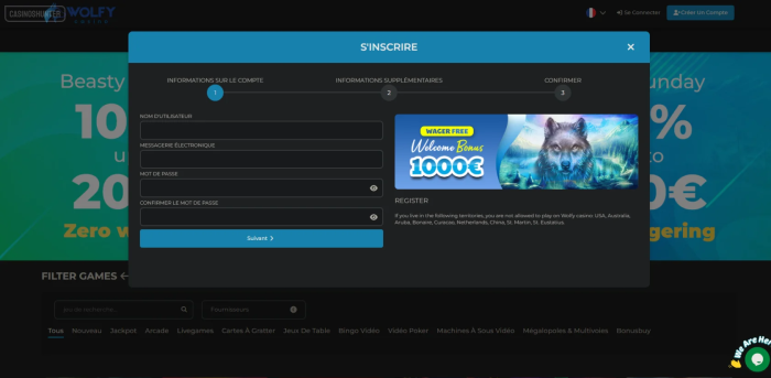 Wolfy Casino Sign Up