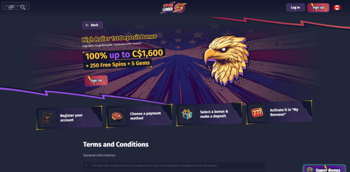 Spin Lander Casino High Roller