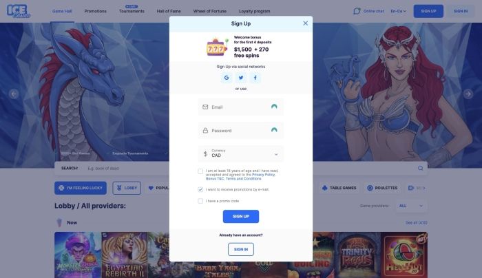 How to Sign Up with Ice Casino