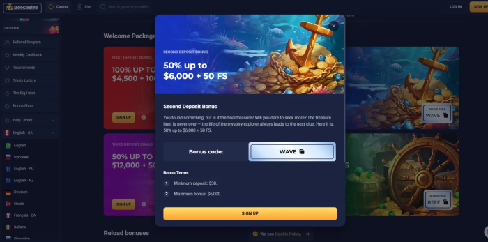 Joo Casino Second Deposit Bonus