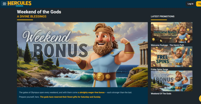 Hercules Casino Weekend Bonus