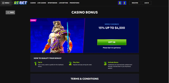 RTBet Weekly Cashback