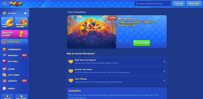 Pistolo Casino Welcome Bonus