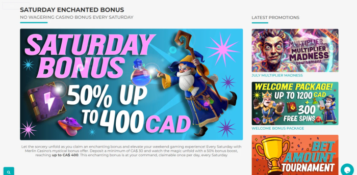 Merlin Casino Saturday Bonus