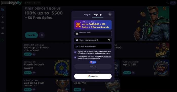 HighFlyBet Casino Sign Up