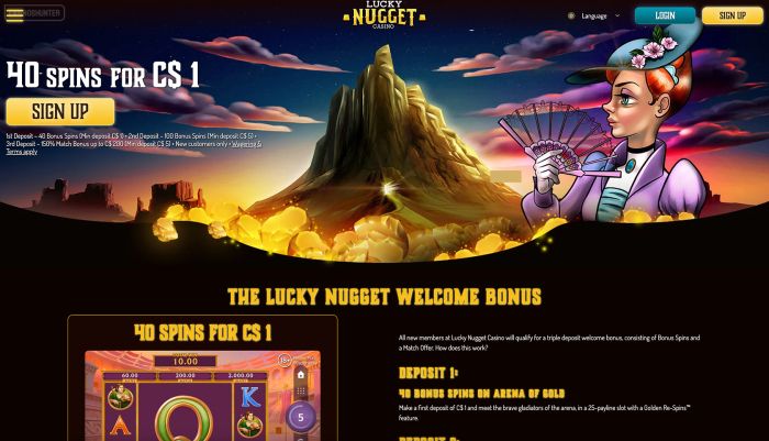 Lucky Nugget  40 Spins For $1 and Other Welcome Bonuses
