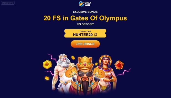 Onlywin  20 No Deposit Free Spins