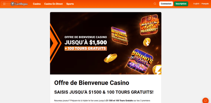 LeoVegas Casino Bonus de bienvenue