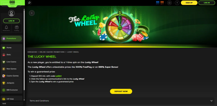 888 Casino Lucky Wheel