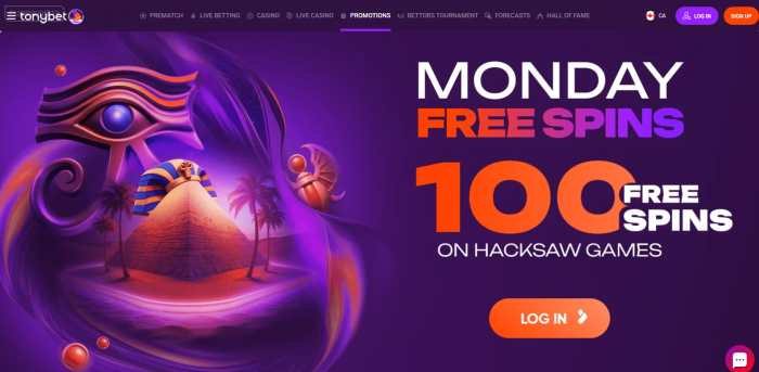 TonyBet Casino Monday Free Spins