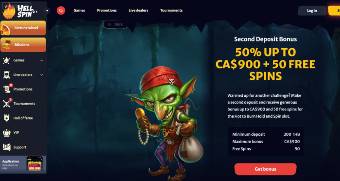 HellSpin Casino Second Deposit Bonus