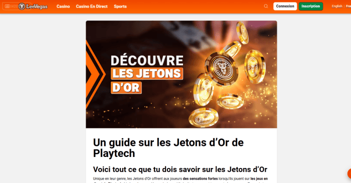 Leo Vegas Jetons dorés