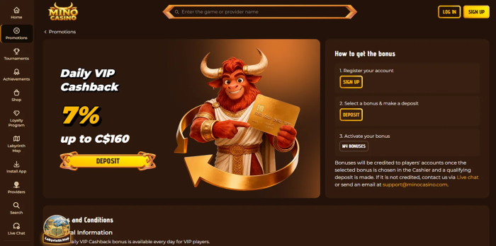 Mino Casino VIP Daily Cashback
