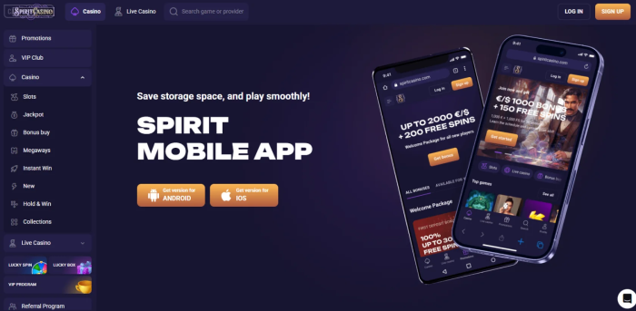 Spirit Casino App Bonuses