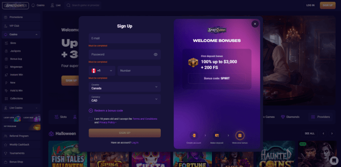 Spirit Casino Sign Up