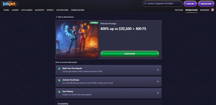 LolaJack Welcome Bonus