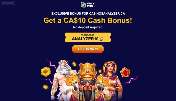 OnlyWin Casino: Get $10 Cash Bonus