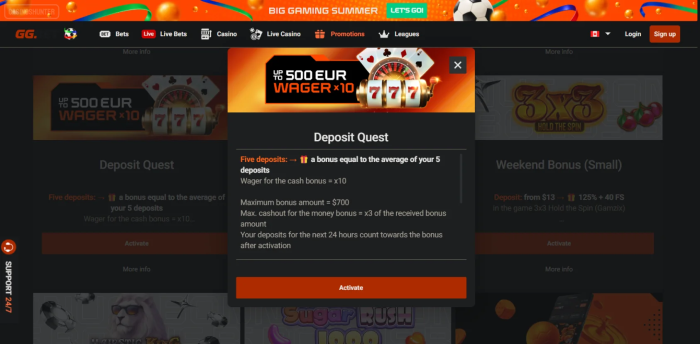 GG.BET Casino Deposit Quest